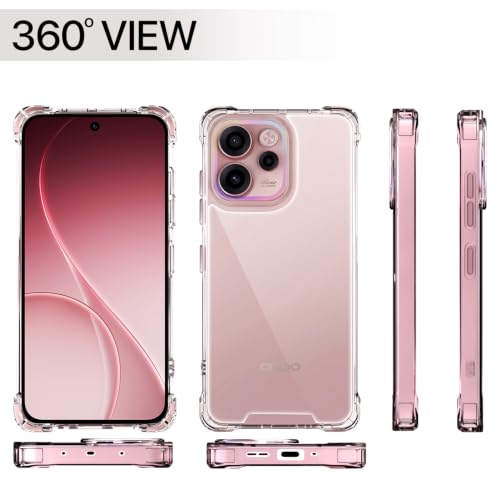 Image of Outlouders Back Cover for Oppo Reno 15C 5G Clear Transparent PC + TPU Bumper Case with Raised Edges for Shockproof Protection (Transparent)