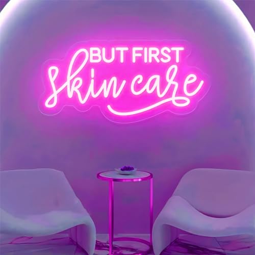 But First Skin Care Led Neon Lights Sign for Home Spa Beauty Cosmetic Salon Wall Decor, Spa Day Gifts for Women,Spa Products Aesthetic Center Salon Door Decorative Acessories(Pink)