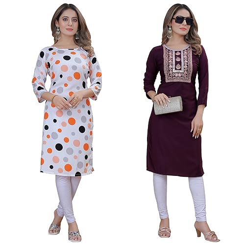 Image of Women's Multicolor Stylish Crepe Kurta||Pack of 2 Kurta||Kurta for Women