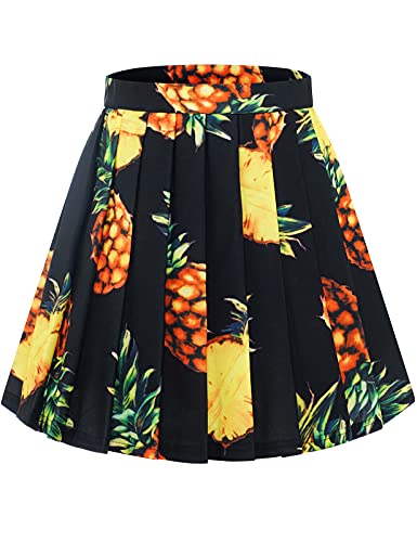 Bbonlinedress Jupe Filles Tennis plissé Vintage Skieur école de Tennis Femme Courte Taille Haute White Black Pineapple 2XL Cover