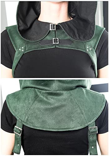 Kuoin Steampunk Rogue Cowl Hat Faux Suede Medieval Gothic Cape Cosplay Men Women (L, Dark Green) #TOP5