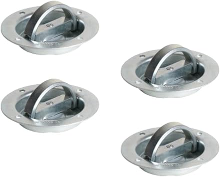 4 D Ring Tie Down Anchors Rotating Recessed Pan Fitting To Secure Cargo Loads In Trucks Trailers Flatbeds Heavy Duty Tiedown D Rings Swivel 360 Degrees Working Safe Limit 1 666 Pounds Tie Downs