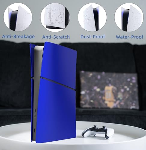 Image of Slim Digital Edition Cover Plates for New PS5 Slim Console, Shell Panels Compatible with New PlayStation 5 Slim Accessories Protective Replacement Faceplate (Cobalt Blue)