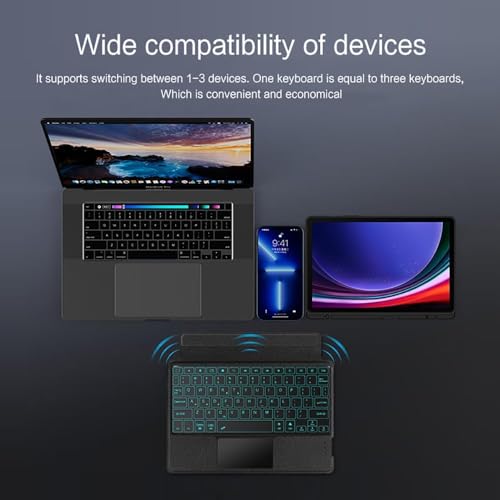 Image of RTSY Kickstand Combo Keyboard case for Samsung Galaxy Tab S10 Lite, S10 FE, S9, S9 FE, S8, S7 (11 /10.9 Inch) with 7-Color Backlit & Touchpad, Portrait & Horizontal Mode, Magnetic Detachable Keyboard