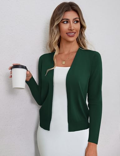 Image of a.Jesdani Shrugs for Women Lightweight 3 /4 Sleeve Open Front Red Cropped Cardigan Sweaters