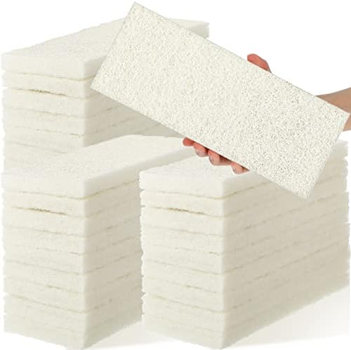 40 Pieces Non Scratch Scrubbing Pad Reusable Kitchen White Dish Scrubber Scouring Sponge Pads Multi Purpose for Kitchen Household Cleaning Supplies, 10 x 4 Inch