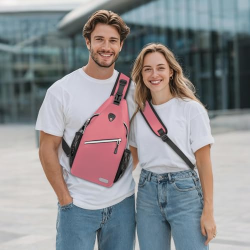 MOSISO Sling Backpack, Multipurpose Crossbody Shoulder Bag Travel Hiking Daypack, Dusty Rose, Medium - Thumbnail 7