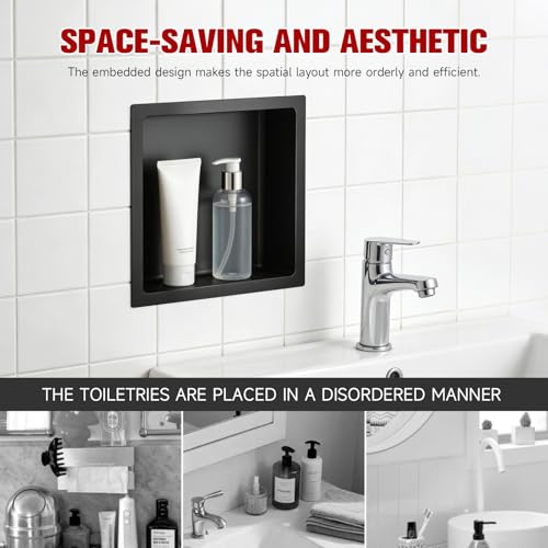 Bathroom Wall Niche, No Tile Needed 13" X 13" X 3.9" Shower Niche, Stainless Steel Shower Niche for Bathroom, Kitchens, Balconies by DWALE - Used condition - Image 4