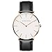 Produktbild Herren Uhren,L'ananas Minimalistischer Stil Anolog Geschäft Quarz PU-Leder Paare Liebhaber Armbanduhren mit Geschenkbox Wristwatches (Schwarz+Roségold)