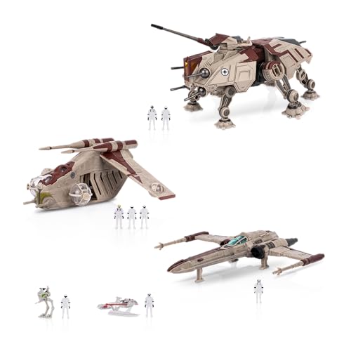Star Wars Micro Galaxy Squadron Republic Attack Force Bundle Set - Deluxe Battle Pack with Five Vehicles Nine 1-Inch Micro Figure Accessories by Jazwares - Used condition - US$79.89