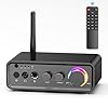 MOREGAX M19 BT Amplifier Stereo Receiver, Bluetooth 5.3 Mini Amplifier 2 Channels 100W x2 HiFi Class D Amp with RCA/Optical/Coaxial/Mic Input and Bass Treble Control for Home Outdoor Speakers