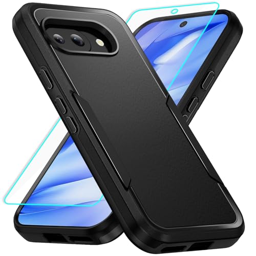 for Pixel 9a Case with Screen Protection: Heavy Duty Protective Shockproof and Scratch Proof Cell Phone case for Google Pixel 9a-Black - image 1