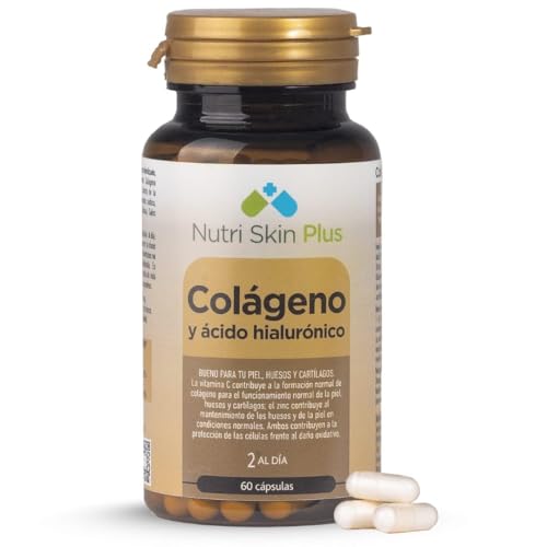 Colágeno Hidrolizado con Ácido Hialurónico, Vitamina C y Zinc – 60 Cápsulas | Suplemento para Piel, Huesos y Articulaciones | Nutri Skin Plus