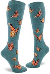 Monarch Butterfly Knee-high Socks in Heather Sea
