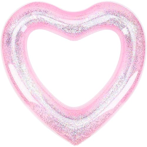 LUMOOM Anello da nuoto per adulti, grande, 120 cm, gonfiabile, galleggiante, galleggiante, a forma di cuore, per piscina, feste, spiaggia (rosa)