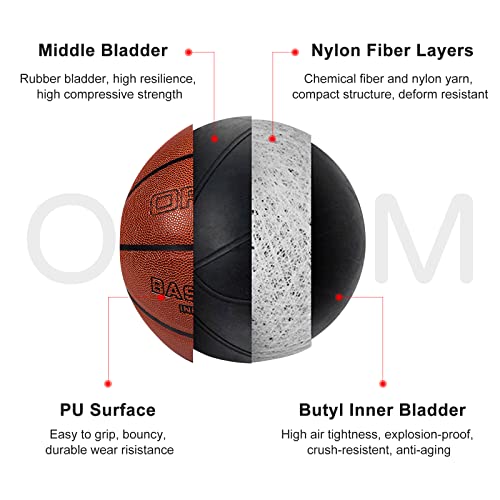 Oppum Adult Basketballs Size 7 (29.5") - Durable Very Soft Premium Pu Leather Basketballs For Indoor And Outdoor Play, Official Size And Weight For Training Match Basketballs #TOP3