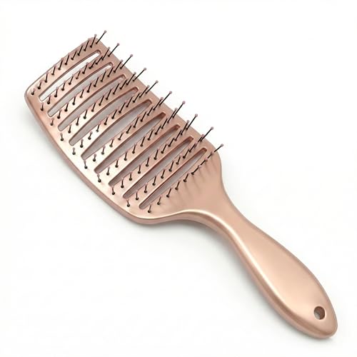 Earth & I Rosegold Vent Detangling Hair Brush (2A-4C):Pain-Free Vented Paddle Brush for Wet or Dry Hair - Anti-Breakage Styling Brush for Curly Thick & Fine Hair - Fast Blow-Dry Design for Women/Kids