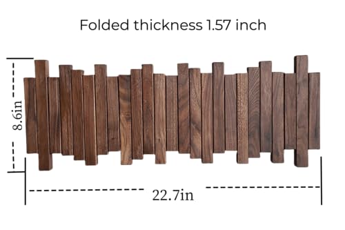 Image of Natural Wood Wall Mounted Piano Coat Rack| Coat Rack Wall Mount| Flip Down Wall Hook Rack| Handmade Storage Rack 5 Hooks,Made of Black Walnut