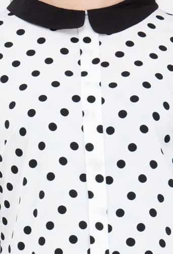 Image of POPWINGS Women's Crepe Top | Full Sleeve and Dot Printed Casual Top for Women