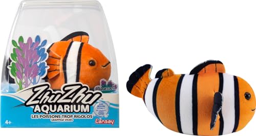 Lansay - ZHU ZHU Aquarium - Moon Le Poisson Clown - Orange & Blanc - Peluche Douce & Interactive pour Enfants dès 4 Ans - Créer des Histoires Enchantées -...