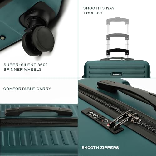 Image of Assembly Large Check-in Suitcase with 3 Packing Cubes & TSA Lock, Durable Polycarbonate Hard Shell Luggage for Adventure Travel, Green, 28-Inch