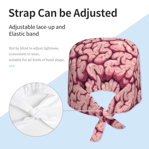 Image of Working Cap, Scrub Cap with Sweatband, Adjustable Tie Back Hat Breathable Headgear for Women /Men