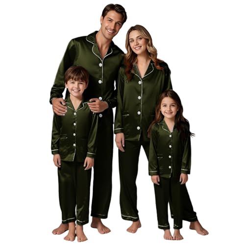 Christmas Pajamas for Family Satin Button Down Xmas Matching Holiday PJs - image 1