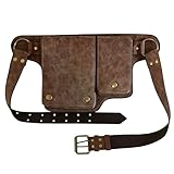 Medieval Leather Thigh Drop Leg Bag Retro Fanny Pack Utility Hip Belt Waist Bags Travel Outdoors (Waist Pack Brown)