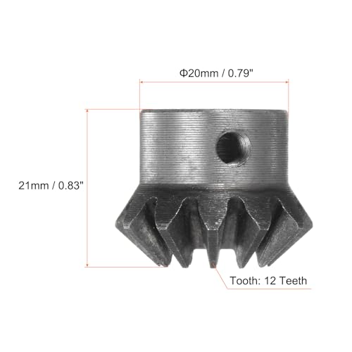 Image of HARFINGTON 2pcs Bevel Gear 1M 12 Teeth 8mm Shaft Hole 1:1 Tapered Bevel Pinion Gear 45# Steel 2 Module 90 Degree Steering Gear, for Hardware Mechanical Rotation