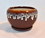 New 5' Shades of Browns Raised Drip Edge Potbelly Planter Plant Pot & Saucer