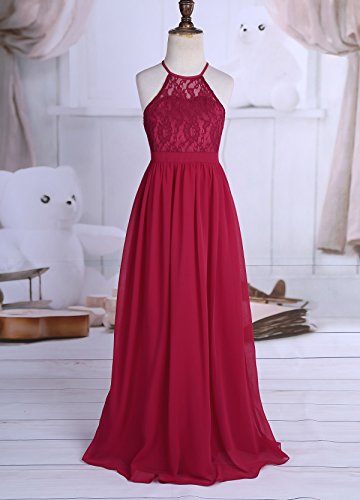 JEYPINMI Kids Girls Sleeveless Floral Lace Wedding Flower Girls Dress Dance Party Pageant Maxi Gown4