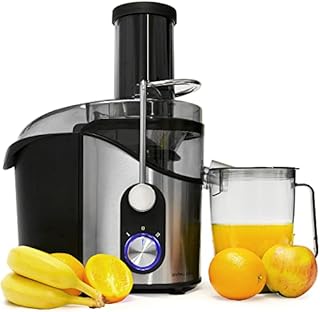 Andrew James Centrifugal Power Juicer 800W Power | Two Speed Electric Whole Fruit Juicer | Integrated Juice & Pulp Collectors | Easy to Clean | Safety Lock | Healthy Juices | Extra Wide Chute