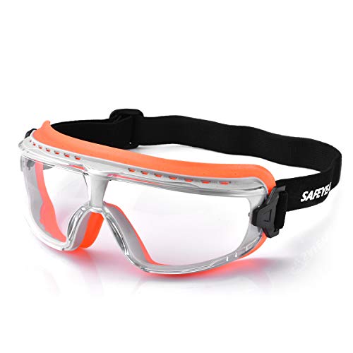 Safeyear Lunettes de sécurité Anti-buée [EN166] - SG036OR - Lunettes de sécurité Anti-Rayures, Anti-buée, Protection UV pour Homme, Lunettes de Protection scellées Contre Les Chocs des Yeux pour Cover