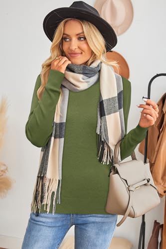 Image of Arach&Cloz Women's Wool Blend Classic Crew Neck Casual Fall Sweaters