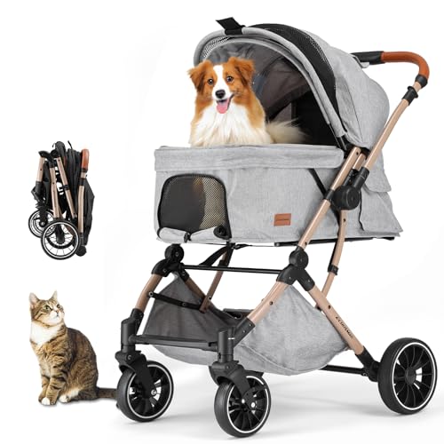 EchoSmile Small Medium Dogs Stroller 4-Wheel Pet Strollers for Medium
