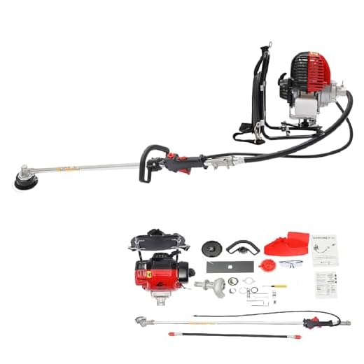 Brush Cutter Gas Powered 2 in 1 Backpack 4 Stroke Weed Wacker 31CC 750W Cordless Air Cooling Single Cylinder Gasoline Powered Tiller Grass Hedge Trimmer Lawn Mower, 8500RPM