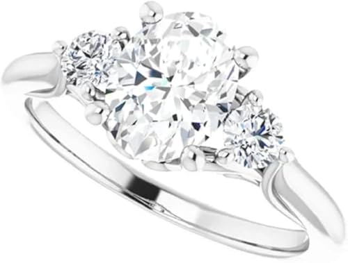 1CT-4CT Oval Cut Colorless Moissanite Engagement Ring, Wedding/Bridal Ring Set, Solitaire Halo Style, Solid Sterling Silver Promise Ring Gifts for Her