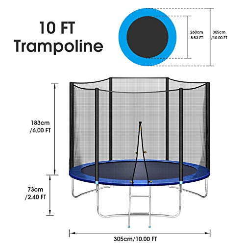 image for MaxKare 10 FT Trampoline with Enclosure-Outdoor Trampoline with Spring