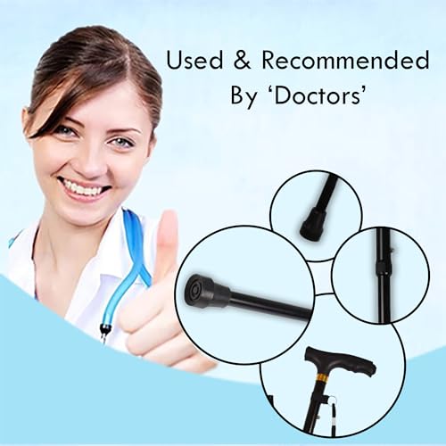 BARGAIN FACTORY Black Walking Stick for Men And Women Lightweight Adjustable, Durable & Portable, 32inch - 37inch - Image 4