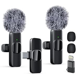 Professional Wireless Lavalier Lapel Microphone for iPhone, iPad, mini Video Recording Mic forInterview Video Podcast Vlog YouTube&Livestream, Noise Reduction, Plug &Play