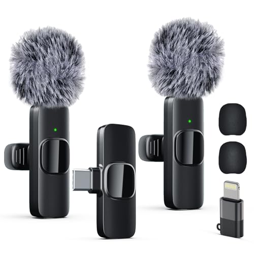 Professional Wireless Lavalier Lapel Microphone for iPhone, iPad, mini Video Recording Mic forInterview Video Podcast Vlog YouTube&Livestream, Noise Reduction, Plug &Play
