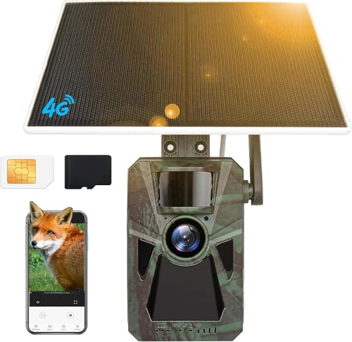 FKPCAM Solar 4G Cellular Trail Camera &ndash;4K 48MP, Built-in 7500mAh Battery, Auto Nationwide Connection, Night Vision, Hunting Game Cam for Wildlife, Security & Surveillance