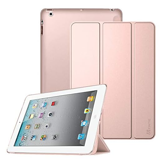 FINTIE Fodral för iPad 2/3/4 9,7 tum, lätt smart smal skal genomskinligt frostat bakskydd automatisk väckning/sömn för iPad 4:e generationen med retinaskärm, iPad 3 och iPad 2, roséguld