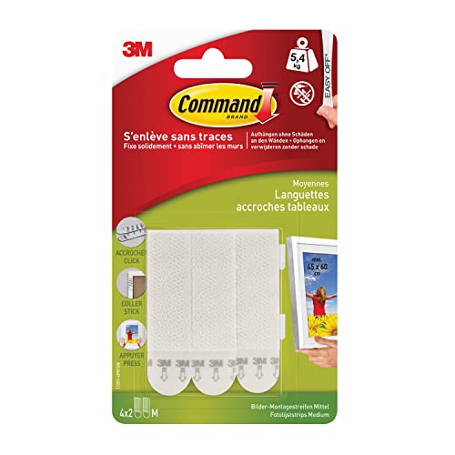 La confezione contiene 8 strisce piccole che misurano 20 x 25 cm e possono reggere un peso fino a 1.8 kg