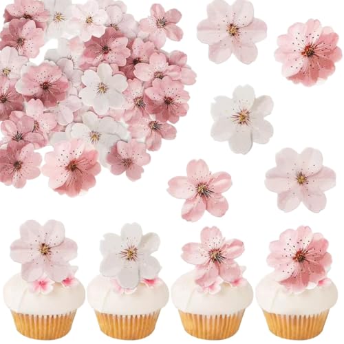 ChicAppeal 50 Piezas Flor de cerezo para Decoración de Tartas, Adornos para Tartas de Flor de cerezo, decoración de magdalenas, para Cumpleaños para Fiestas de Cumpleaños Bodas Aniversarios
