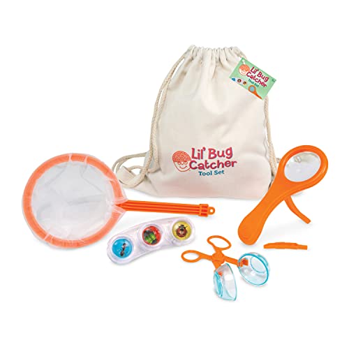 MindWare Lil' Bug Catcher Tool Set – Bug Catcher Kit for Kids Ages 5 & Up - Includes Backpack, Net, Magnifying Glass, Magnifying Bug Viewer and Tweezers