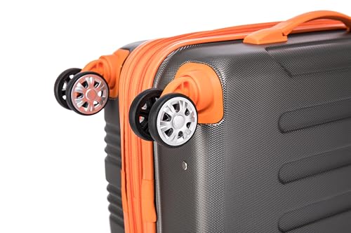 Image of Rockland London Hardside Spinner Wheel Luggage Set, Charcoal, Carry-On 20-Inch and Tote 14-Inch (F1902-CHARCOAL)