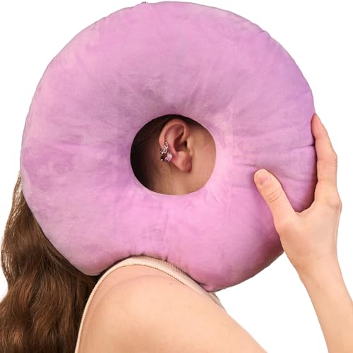ODOXIA Coussin Piercing Oreille | Oreiller Piercing | Coussin Donut | Peluche Donuts | Confort Ajustable | Protection Oreille Sensible | Soutien Optimal Donut...