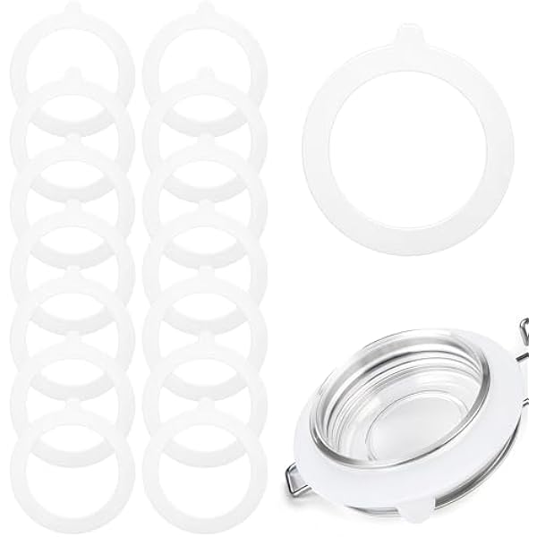 15 szt. 9,5 cm Silikonowe uszczelki do słoików, szczelne silikonowe uszczelki do szkła Mason Jar, hermetyczne pierścienie uszczelniające zamiennik, standardowy otwór, białe uchwyty do słoików