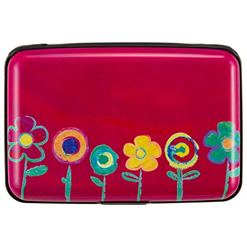 Image of Credit Card Holder, Metal Card Wallet RFID Blocking Mini Slim Aluminum Business Hard Card Case for Women Men (Painting Flowers)